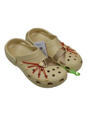 Crocs Classic Lockdown Clog Beige With Red Details Mens Size 12 Adjustable Strap